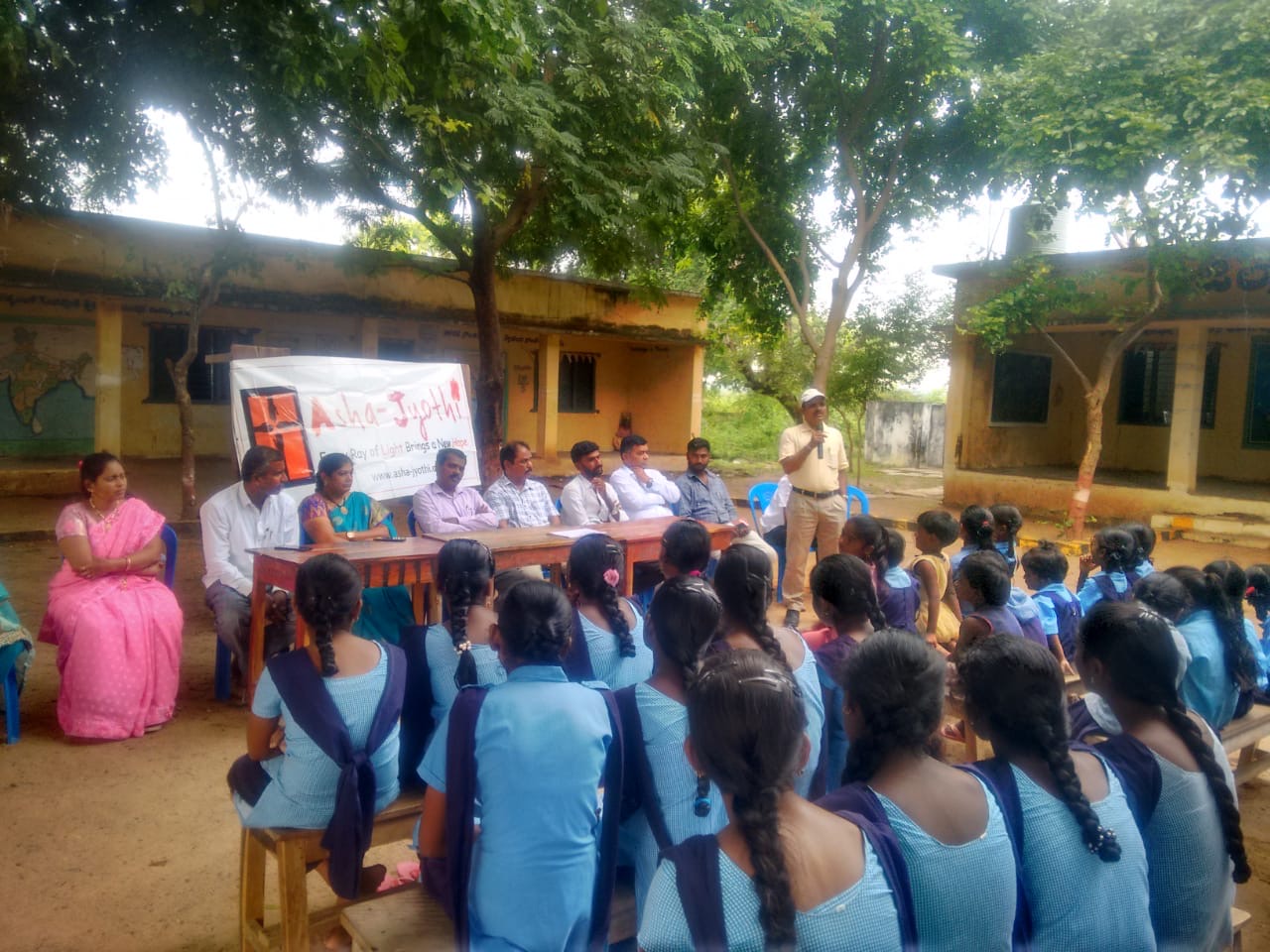 School supplies donation in Vallemkunta village NJ Campaign Asha Jyothi