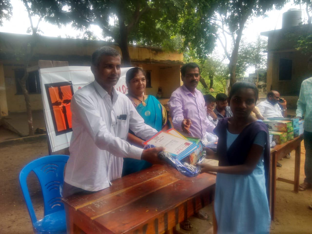 School supplies donation in Vallemkunta village NJ Campaign Asha Jyothi